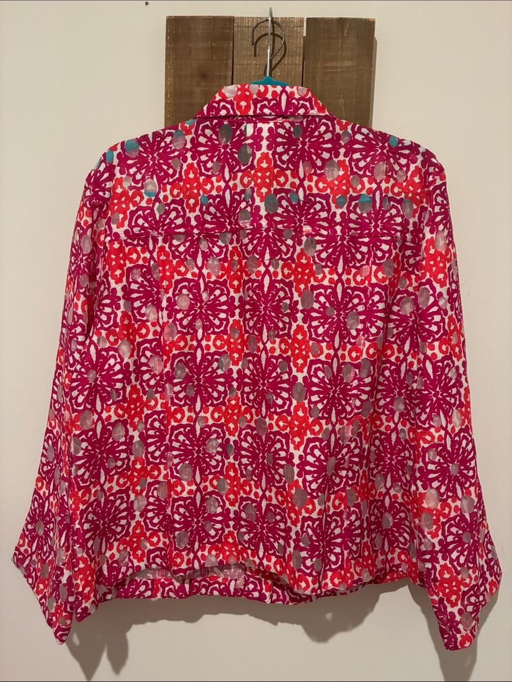 Ruby Rd. Pink & Red Floral Button-Front Jacket - Picture 4 of 4